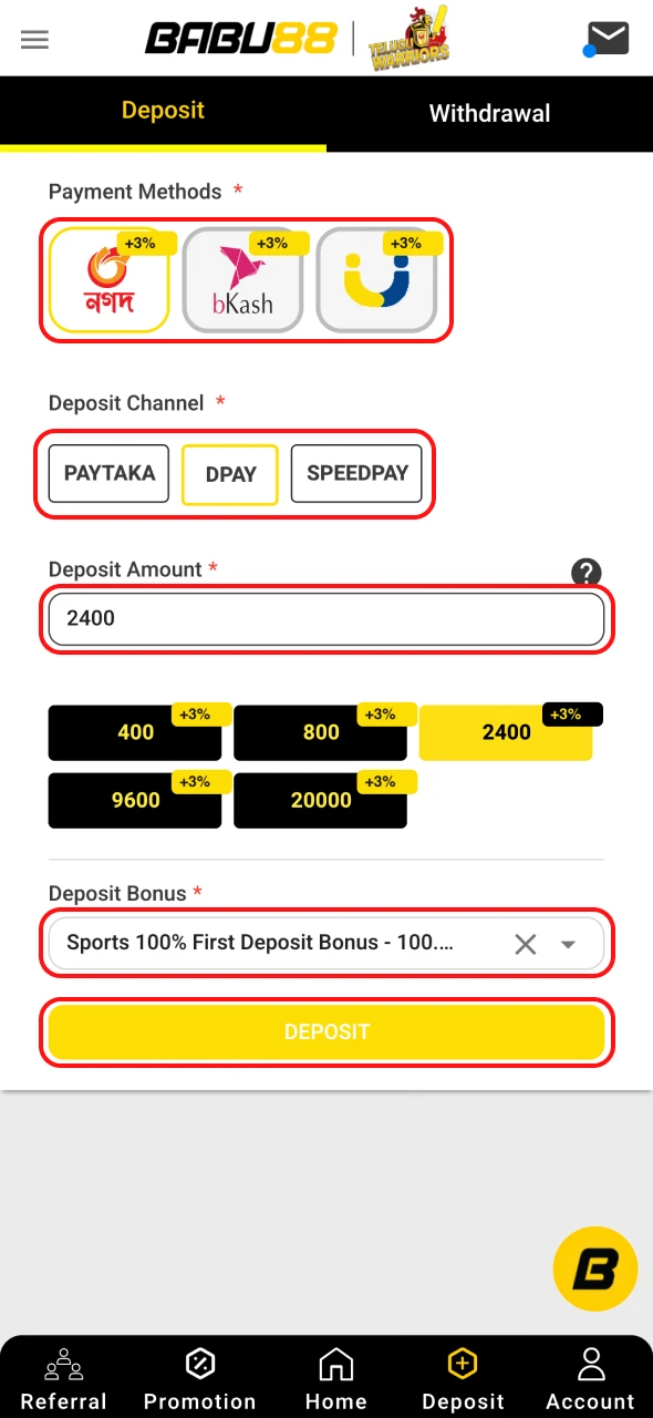 Make your first payment at Babu88 platform.